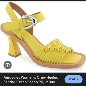AEROSOLES Sheen Yellow Strappy Block-Heel Sandal